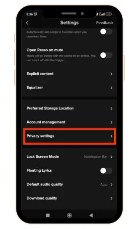 Privacy Setting Option